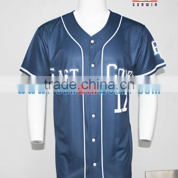 Custom Sublimation Pinstripe Baseball Jersey Sublimation Full Button Baseball Jersey Wholesale photo-4