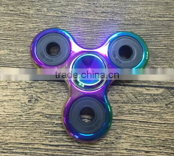 Fingertips Gyro Colorful Aluminum Alloy Big Three Round Bright Color Big Three Yuan Black Circle Finger Gyro Metal Gyro Decompre photo-5