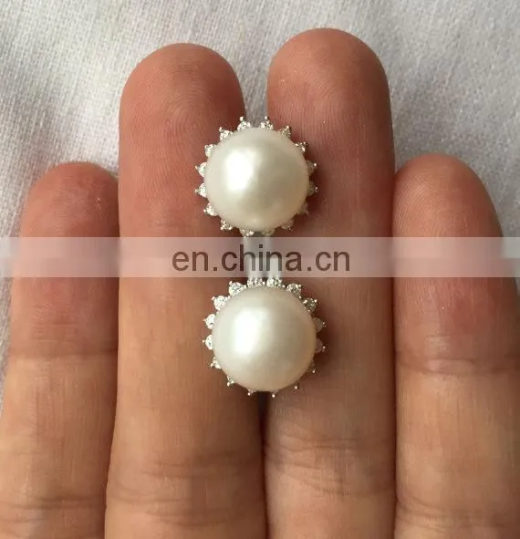 Pearl Bridal Ear Pearl Crystal Earrings Stud Flower Pearl Studs Earring Wedding Earings Jewelry photo-2