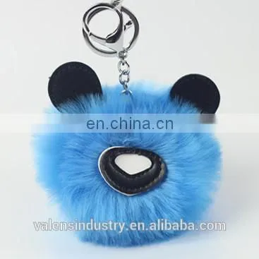 Fashion Customized Fluffy Faux Bunny Fur Pom Pom Keychain Animal Shape Pom Pom Ball Pendant for Woman Cellphone/handbag/hats/Car photo-6