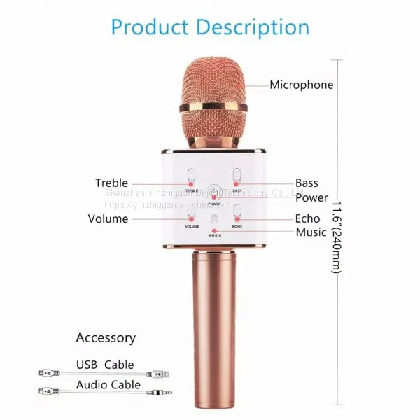 Q7 Microphone Speaker Karaoke Bluetooth Wireless Speaker Mic Mobile KTV Player photo-3