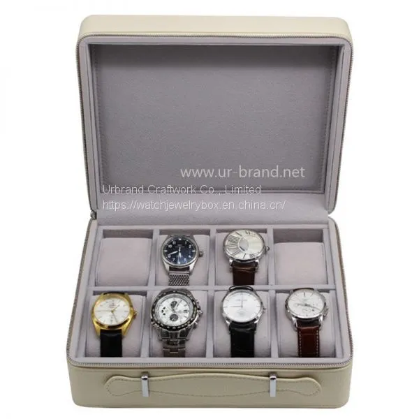 2 Bits 8 Bits 12 Bits PU Leather Watch Zipper Bag Portable Jewelry Storage Box Gift Box photo-3