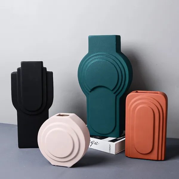 Degradable Non-Deformable Nordic Luxurious Style Ceramic Vase, Model Room Soft Decoration photo-5