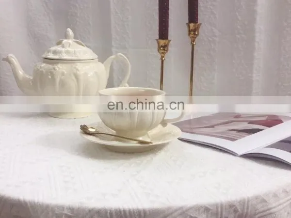 English Luxury Embossed European Style Ceramic Porcelain Tea and Coffee Cup Pot Gift Set photo-4