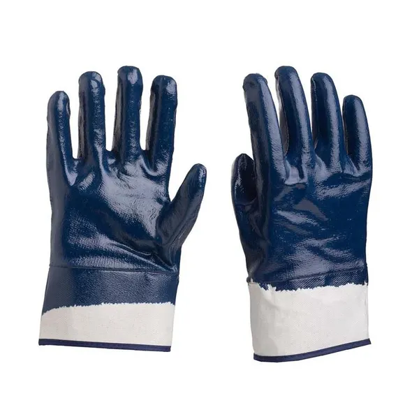 Oil and Gas Resistant Cotton Jersey Liner Safety Cuff Nitrile Rubber Coated Heavy Duty Industrial Rubber Gloves photo-4