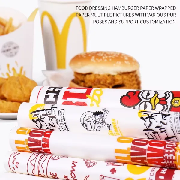 Food Grade Waxed Paper Burger Wrap Greaseproof Fast Food Sandwich Packaging photo-4