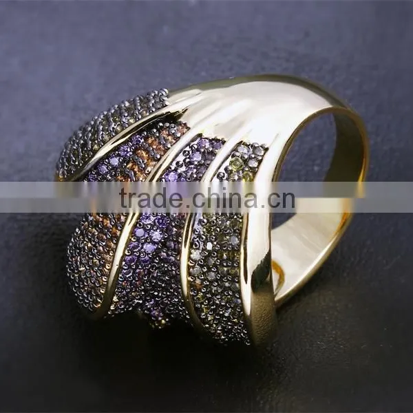 Gorgeous Chunky Party Look Color Cubic Zirconia 18K Gold Plated Deluxe Jewelry Ring photo-6