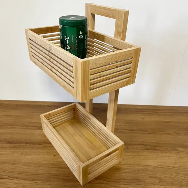 Bathroom Living Room Kitchen Home Office Wood Shower Corner Shelf Bamboo Towel Rack Storage Shelf Wooden Bamboo Shelf photo-4