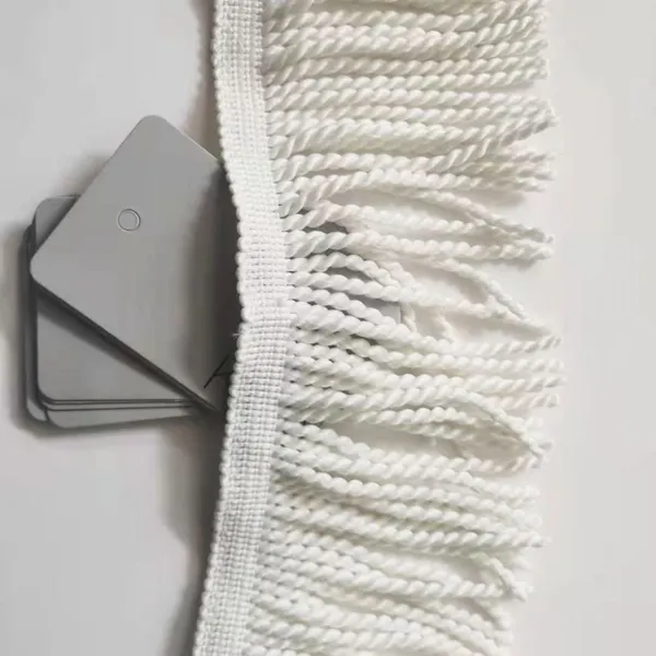 Coastal Breeze Fringe: White Twisted Tassel Trim for Beach Umbrella Decor Bullion Fringe photo-3