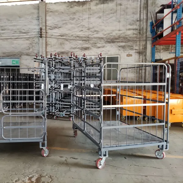 Five-Wheel Steel Tool Trolley for Warehouse, Hotel Luggage, and Storage