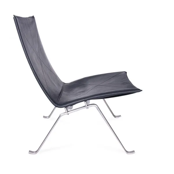 Minimalist PK22 Easy Chair, Poul Kjaerholm 1956 Replica Leather Accent Chair With Stainless Steel Base for Living Room & Commercial Use photo-2