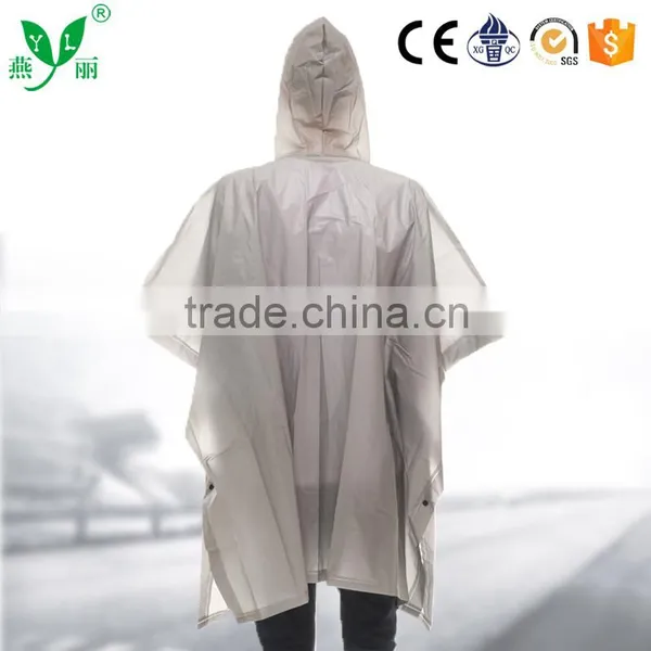 YANLI High Quality Fashion Plastic Silver Poncho Raincoat for Adult photo-3
