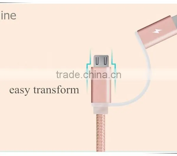 Dual Head Micro Usb & Ios Usb Braid Weave Data Cable for AUSU T45/Zenfone Zoom/2 Laser photo-4