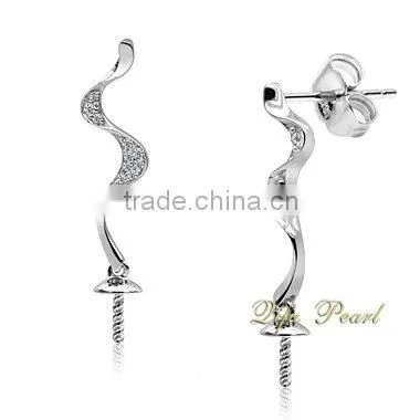 Best Selling Pear Jewelry Fittings Elegant Curve Design 18K Gold Pearl Earring Fittings
