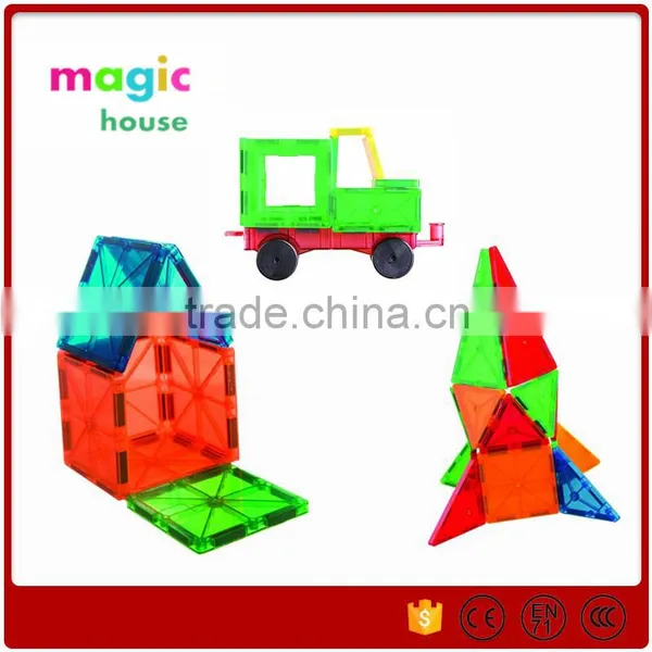Award Winning Playmags Clear Colors Magnetic Tiles Deluxe Building Set 56 Piece Set