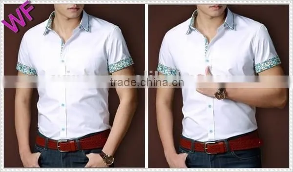 Custom Young Mens Slim Roll up Short Sleeve Shirt photo-5