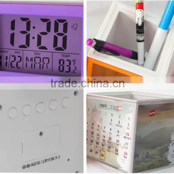 Factory Custom Calendar Pen Holder With Clock photo-2