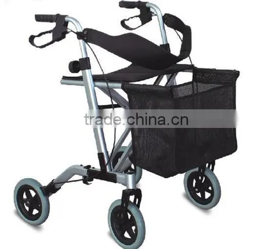 Rehabilitation Thera High End Lightweight Foldable Aluminium Ligh Weight Rollator Walker 4 Wheel Folding Rollator Walker