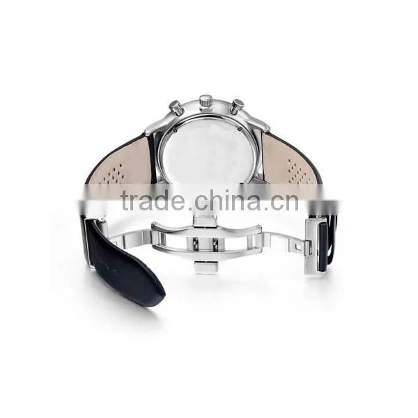 Three Eyes Six Hands Calendar Japan Movt Quartz Watch Stainless Steel Back photo-2