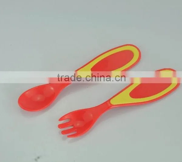 Baby Plastic/ TPE Encapsulated Spoon and Fork / Baby Cutlery photo-3