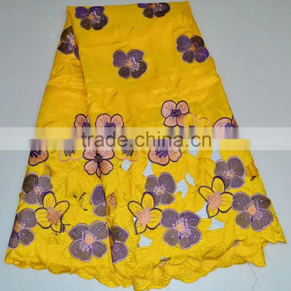 Rhinestone Embroidery Lace Fabric African Silk Lace Fabric for Girl Dress photo-6