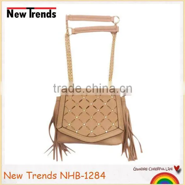 Fashion Lady Hollow Out Chain Bag With Tassles