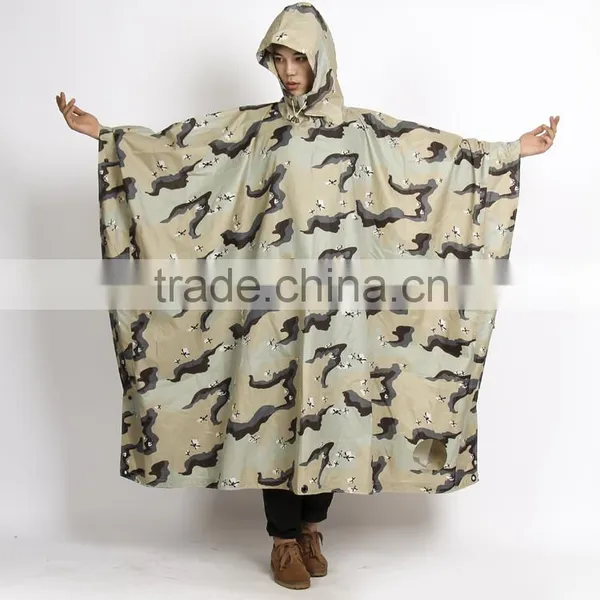 Wholesale Waterprood Hooded Raincoat Rain Poncho Mens Camouflage Military Poncho