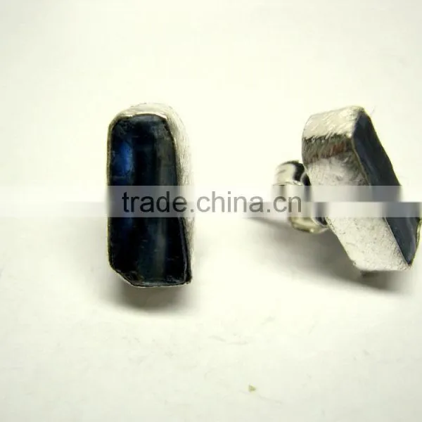 Nepal Blue Kyanite Raw Gemstone Stud 925 Sterling Silver Earring Jewelry, Rough Gemstone Studs Earrings photo-3