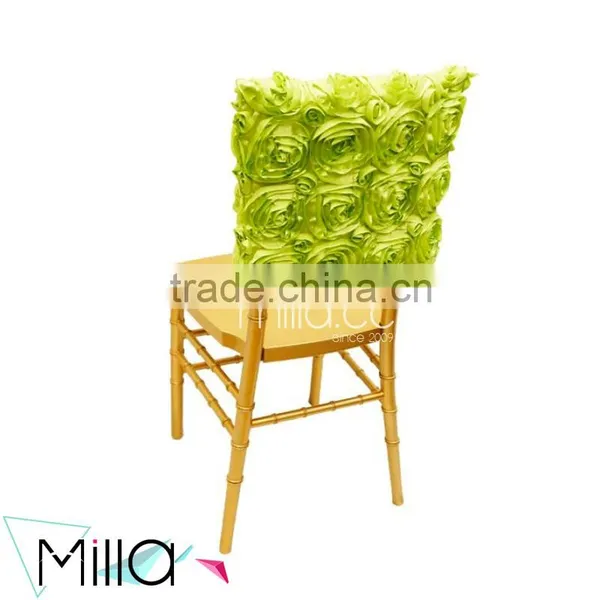 Wedding Embroidered Satin Rosette Square Top Chair Cap Covers Quality Choice photo-4