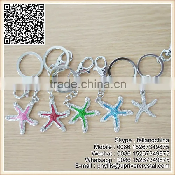 Pretty Blue Starfish Keychain Star Key Ring photo-4