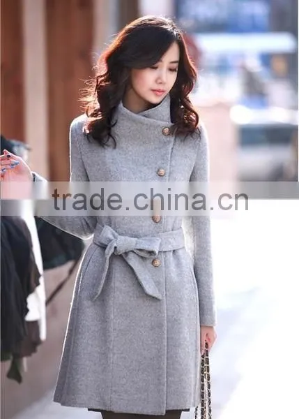 Fashion Trench Coats Women Trench Coat for Woman Wear Casual Woolen Slim Side Pocket Button Sash Women Fashion Winter Coats photo-6