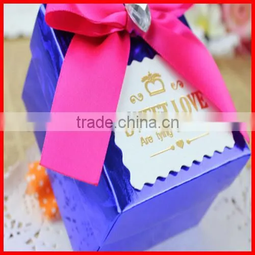 Blue Small Square Colorful Printing Craft Custom Ring Box With Ribborn Wholesale photo-4