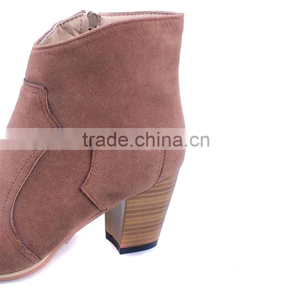 Spring and Autumn Fashion Vintage Women's Thick Heel Boots Solid Color Nubuck Leather Side Zipper Women Boots With a Single photo-5