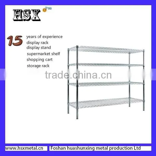 Newest Chrome 5 Plated Wire Grid Shelving Display Rack HSX-428 Standing Storage Shelf photo-3