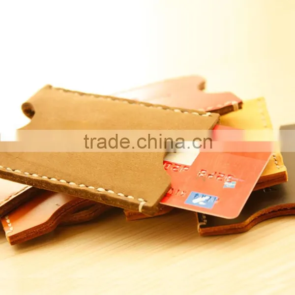 Genuine Leather ID Card Holder Bus Card Holder Embossed Logo Card Hlder photo-3