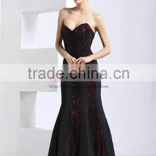 Sexy Backless Off-shoulder V-neck Fishtail Taffeta Beaded Long Lace Best Evening Dress photo-2