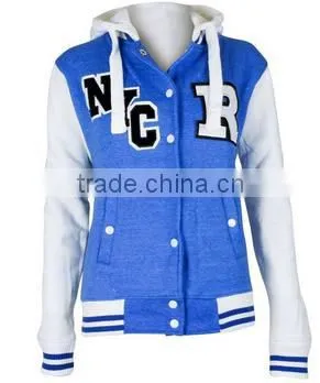 Womens Ladies Nyc Baseball Jacket Royal Blue Marl Front
