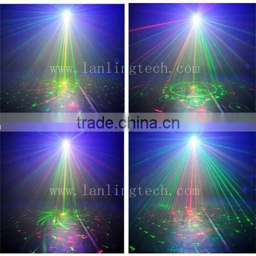 L6408RRGG Mini Laser Light 300mW RGRG 8gobos and 3W Blue LED Light With Remote Control photo-3
