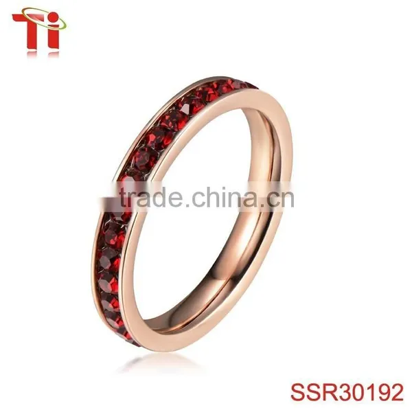 Eternity Wedding 4MM Band Ring 316L Stainless Steel Pink Cubic Zirconia Stone Rings photo-2