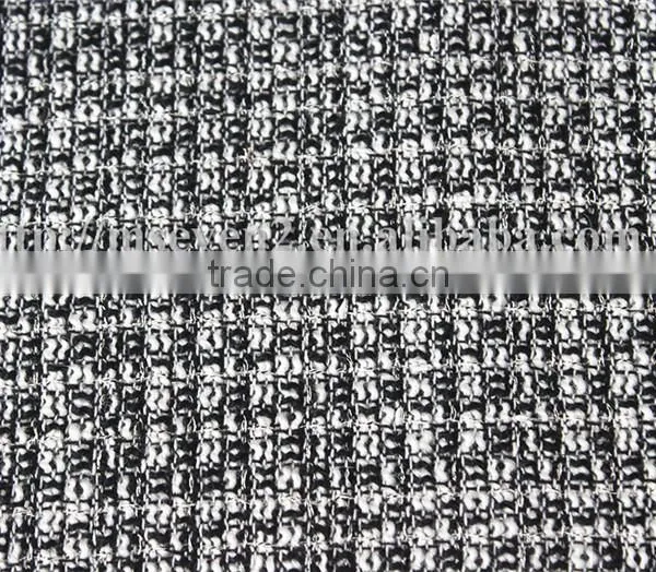 Wholesale Black/white Trendy Tweed Fabric, Fancy Thick Black White Plaid Fabric for Scarf photo-5