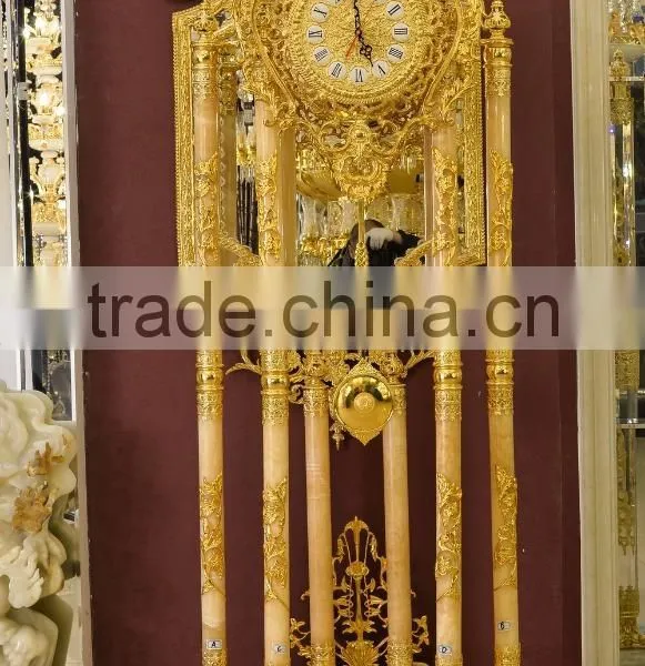 Antique 24K Gold Plated Floor Clock,Grandfather Clock, Elegant Design Floor Standing Clock, Made of Copper&Marble photo-5