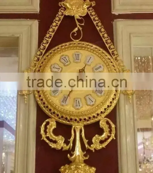 Italian Classical Wall Hanging Clock, 24K Gold Copper Wall Clock, Home Decoration Metal Wall Art photo-4