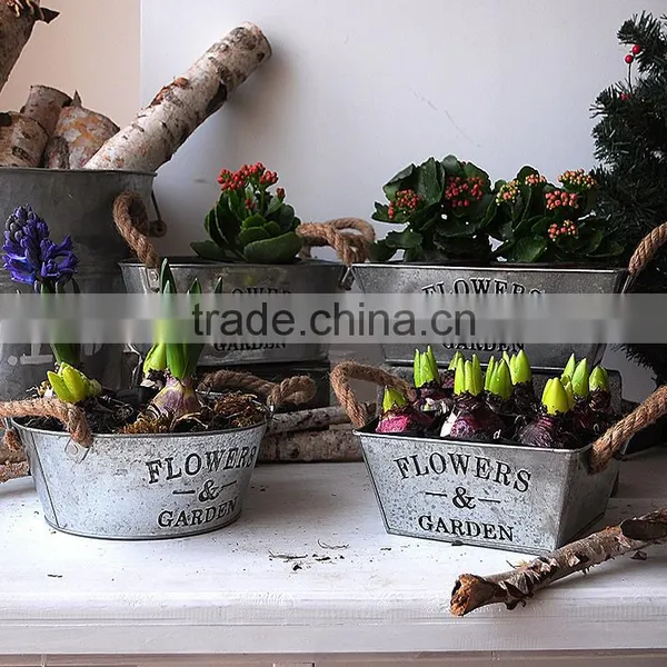 Galvanized Metal Garden Planter and Flower Pot photo-2