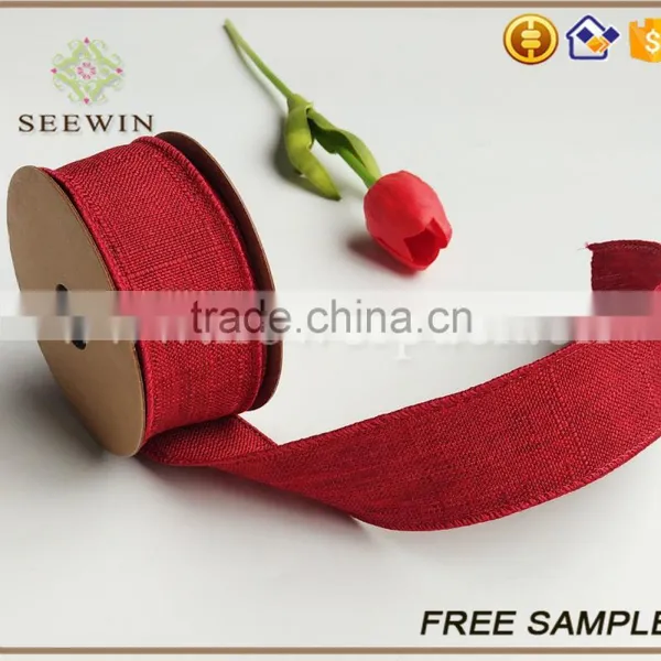 100% Polyester Linen Look Fabric for Gift Ribbon photo-2