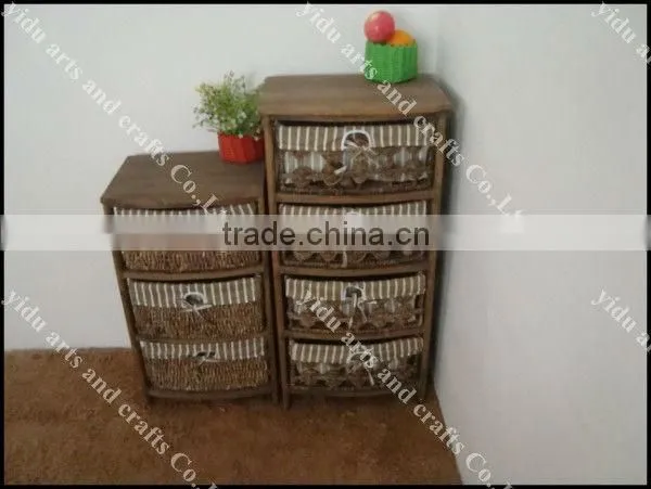 European Style Woven Baskets Cabinets Wooden Home Decorative Furniture photo-6