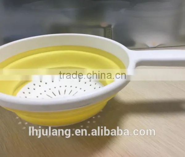 Foldable Fruit Strainer With Handle,plastic Foldable Colander With Handle