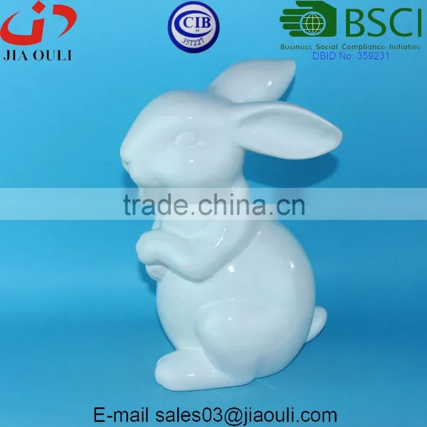 BSCI Audit Factory Easter Top Sale Ceramic Rabbit Figurines, White Porcelain Ceramic Rabbits photo-4