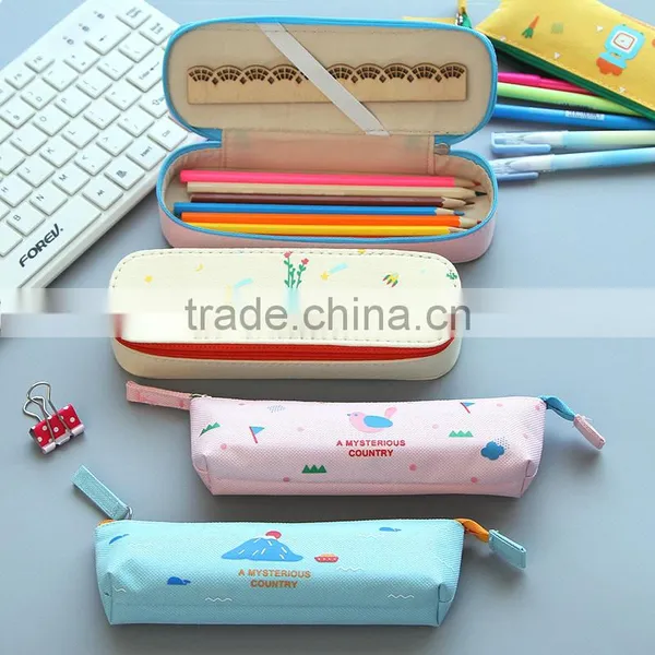 Low Price Full Color PU Small Leaves Pencil Case Pencil Pouch Pencil Bag photo-3