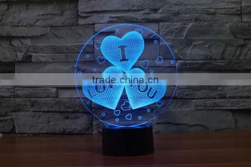 Novelty Valentine Gift 3D I Love You Night Light 7 Color Change LED Table Lamp Gift photo-5