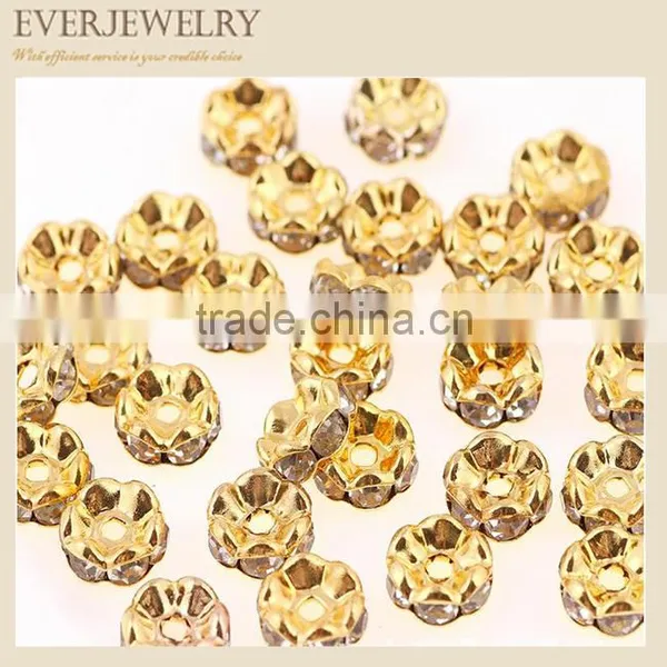 Gold Tone Rhinestone Roundel 8mm 10mm Spacer Beads photo-2